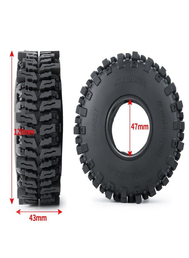 RCHUBAM 1.9" Mud Wheel Tires 4Pcs Claw Crawler Mud Terrain Wheels Tyres OD 120mm/4.72" for 1/10 Scale RC Rock Crawler Car TRX4 SCX10 III AXI03007 - Image 2